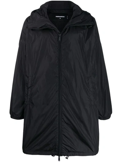 Shop Dsquared2 Brand Biography Print Rain Coat In Black