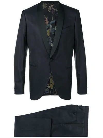 Shop Etro One Button Suit In Blue