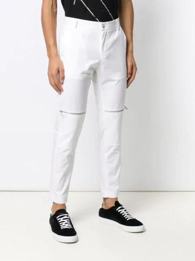 Shop Les Hommes Urban Zipped Knees Skinny Trousers In White