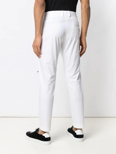 Shop Les Hommes Urban Zipped Knees Skinny Trousers In White