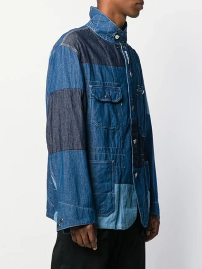 Shop Engineered Garments Patchwork Denim Jacket In Blue