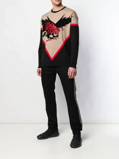 Shop Givenchy Contrast Knit Jumper In Black