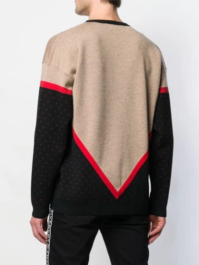 Shop Givenchy Contrast Knit Jumper In Black