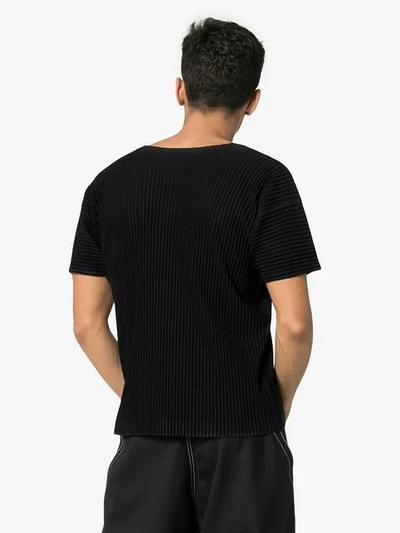Shop Issey Miyake Pleated Short Sleeved T-shirt In Black
