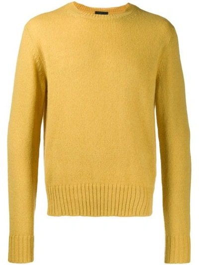 Shop Prada Pullover Mit Rundem Ausschnitt In Yellow