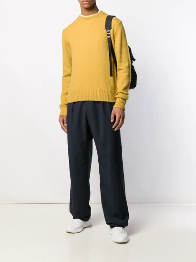 Shop Prada Pullover Mit Rundem Ausschnitt In Yellow
