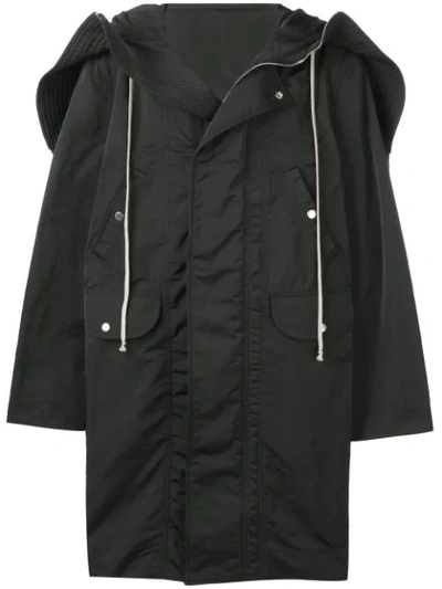 RICK OWENS OVERSIZED PARKA COAT - 黑色