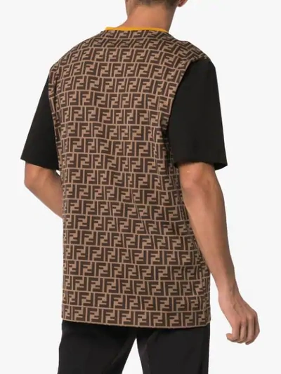 Shop Fendi Mania Logo Cotton T-shirt In Brown