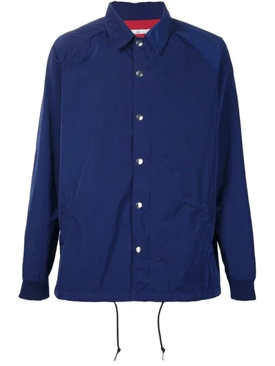 Shop 321 Coach Drawstring Buttoned Jacket In Blue