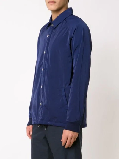 Shop 321 Coach Drawstring Buttoned Jacket In Blue