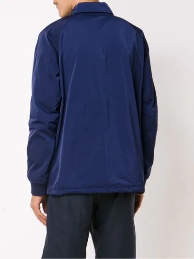 Shop 321 Coach Drawstring Buttoned Jacket In Blue