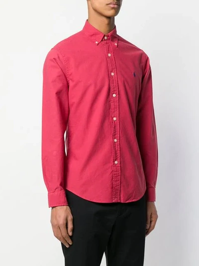 Shop Polo Ralph Lauren Logo Button Down Shirt In Red