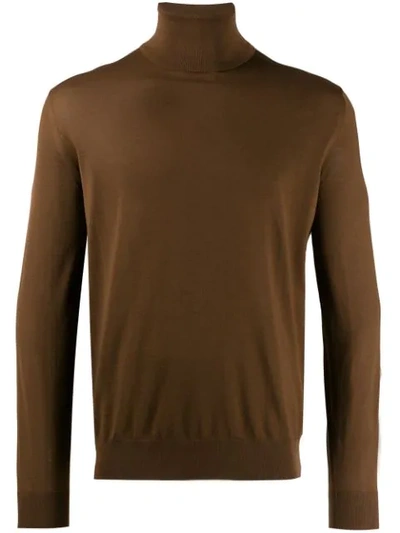 Shop Prada Roll Neck Jumper In Brown