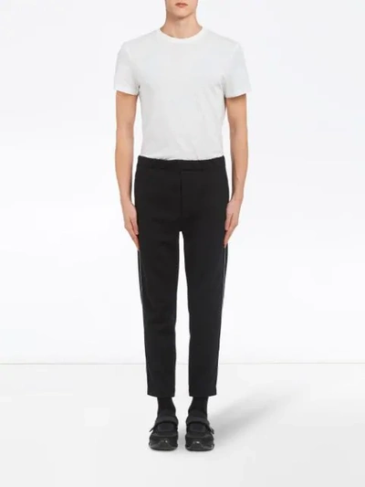 PRADA TECHNICAL COTTON FLEECE TROUSERS - 黑色