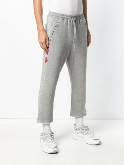 Shop Facetasm Cropped Logo Track Pants In Grey