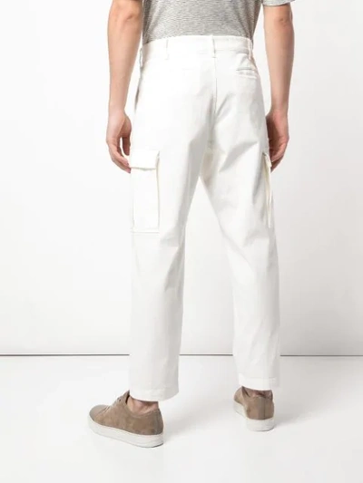 Shop Barena Venezia Cargo Pocket Straight Trousers In White