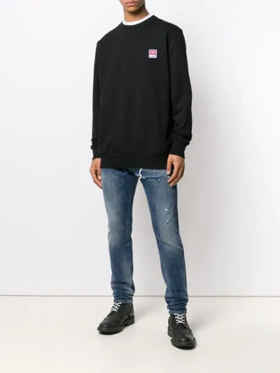 Shop Diesel 90s Logo Patch Sweatshirt In Black