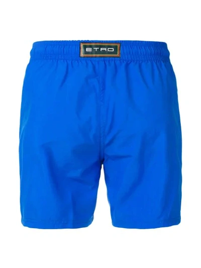 Shop Etro Drawstring Swim Shorts In Blue