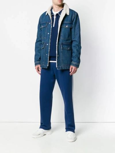 Shop Ami Alexandre Mattiussi Sherpa Lining Denim Jacket In Blue