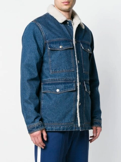 Shop Ami Alexandre Mattiussi Sherpa Lining Denim Jacket In Blue