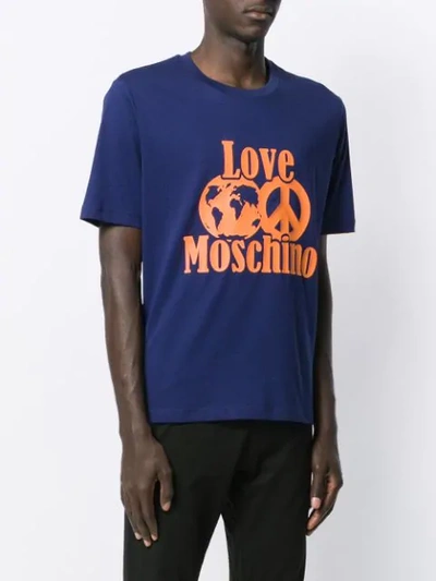 Shop Love Moschino World Peace T-shirt In Blue
