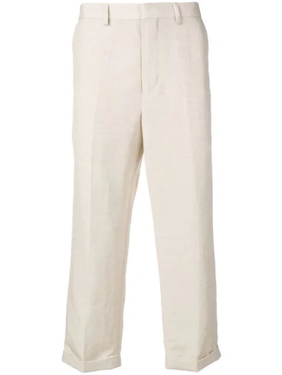 Shop Jacquemus Cropped Fold-up Trousers In 06140 Natural Beige