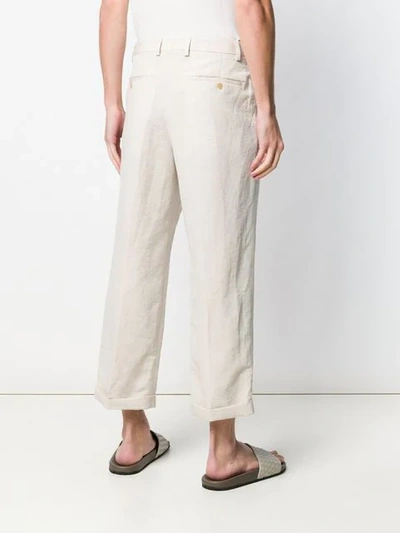 Shop Jacquemus Cropped Fold-up Trousers In 06140 Natural Beige