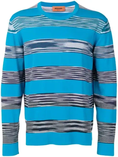 Shop Missoni Multicoloured Striped Jumper In Blue