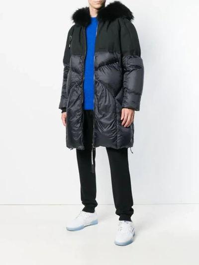 Shop As65 Fox Fur Hooded Coat - Blue