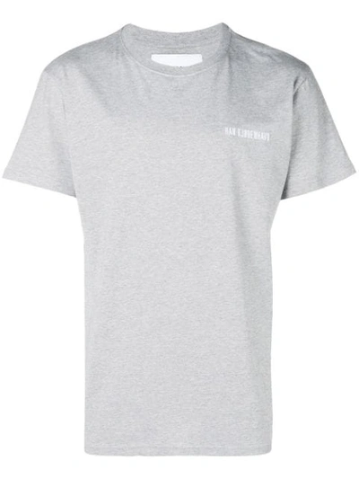 Shop Han Kjobenhavn Embroidered Logo Short Sleeve T-shirt In Grey