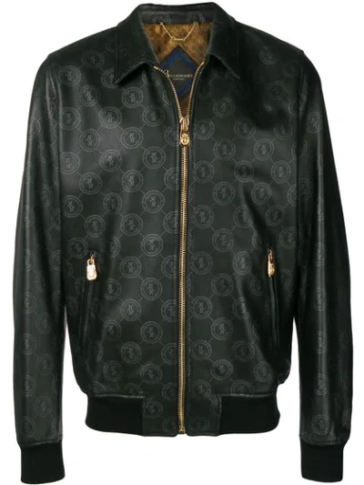 Shop Billionaire Logo Print Bomber Jacket In Black