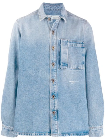 Shop Off-white Arrow Print Denim Jacket In Blue