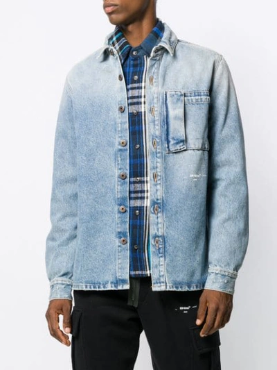 Shop Off-white Arrow Print Denim Jacket In Blue