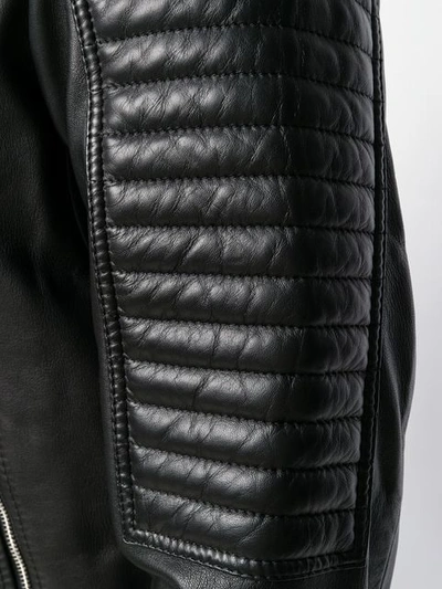 Shop Diesel Panelled Leather Biker Jacket In 900