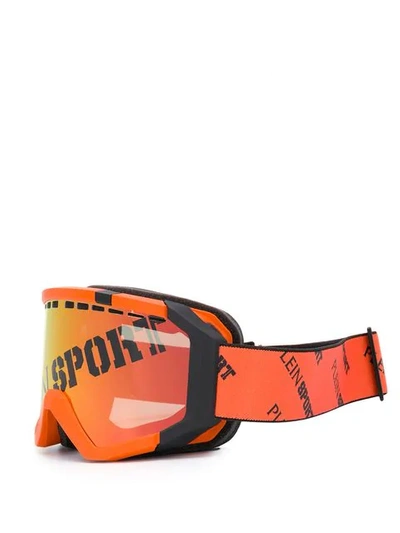 Shop Plein Sport Logo Print Ski Sunglasses - Orange