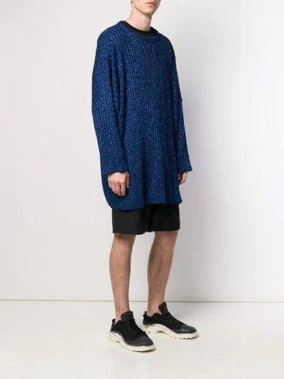 Shop Raf Simons Oversized Ribbed-knit Sweater In Blue