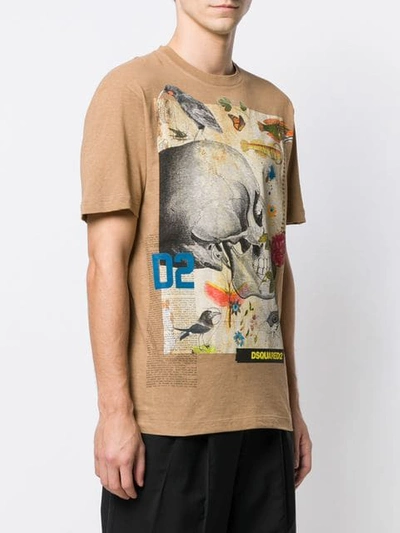 Shop Dsquared2 T-shirt Mit Anatomischem Print In Brown