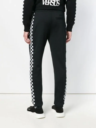 Shop Versus Check Panelled Track Pants In Black