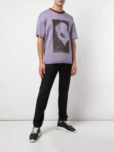 Shop Raf Simons Printed T-shirt - Purple
