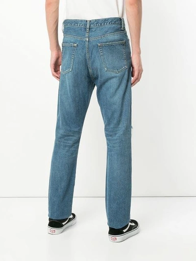 Shop Doublet Distressed Straight Leg Jeans - Blue