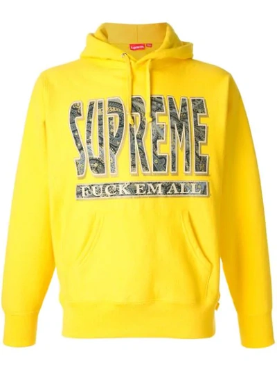 Shop Supreme Paisley F*ck Em All Hooded Sweater In Yellow