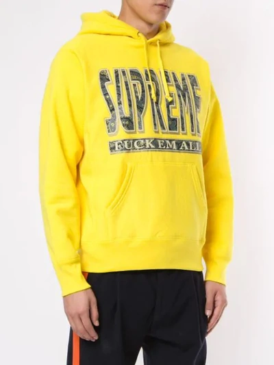 Shop Supreme Paisley F*ck Em All Hooded Sweater In Yellow