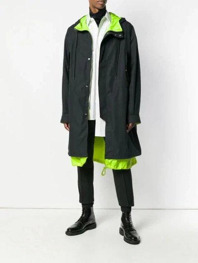 Shop Juunj Contrast Lining Coat In Black