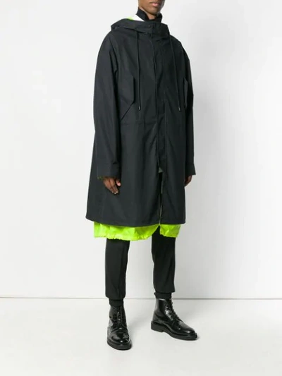 Shop Juunj Contrast Lining Coat In Black