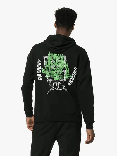 Shop Givenchy Graphic Print Hooded Cotton Jumper In Black