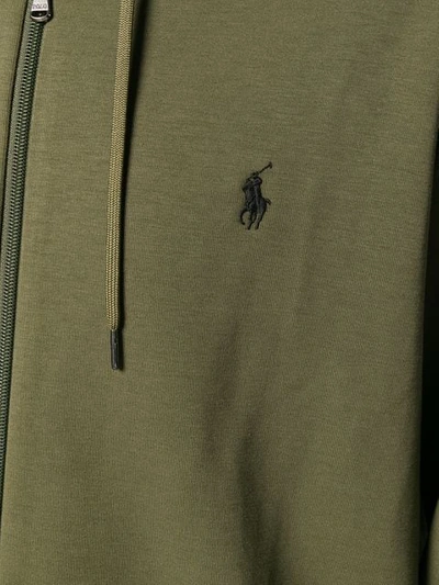Shop Polo Ralph Lauren Zip-up Logo Hoodie In Green