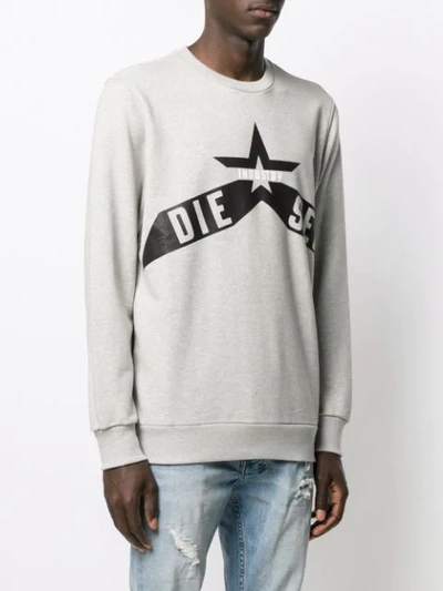 Shop Diesel Printed Cotton-fleece Sweatshirt In Grey