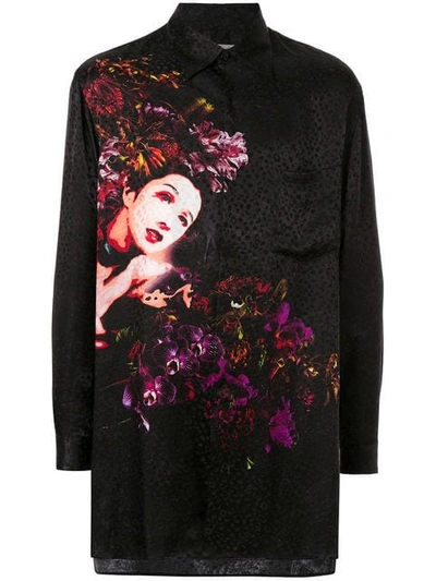 YOHJI YAMAMOTO MIXED-PRINT LONG SHIRT - 黑色