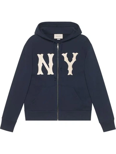 Shop Gucci Sweatshirt With Ny Yankees™ Patch In 4205 Blue