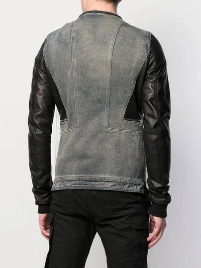 Shop Rick Owens Contrast Stitch Leather Jacket In Black